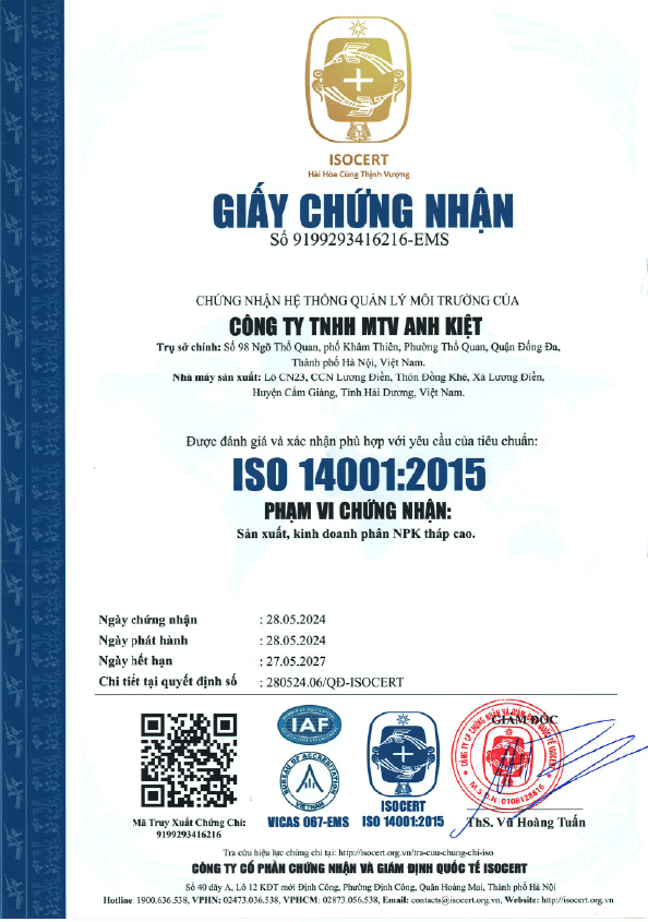 Chứng nhận ISO 14001:2015